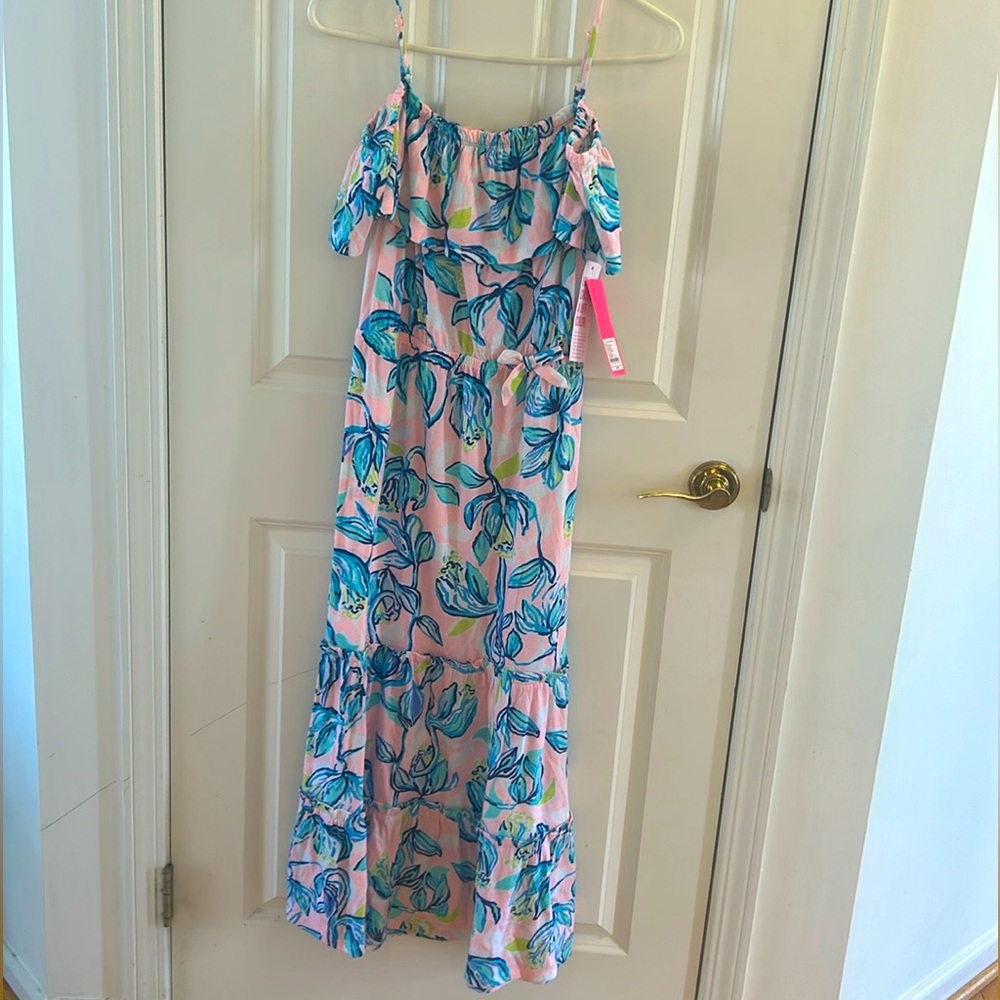 Lilly Pullitzer Girls Saraphina maxi sundress “Sweet Pea chasing the Sun”